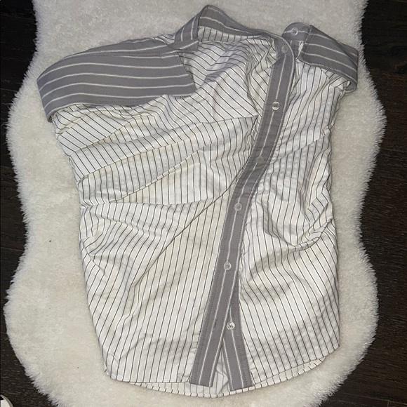 Zara Pinstripe Strapless Buttoned Top - Picture 2 of 3